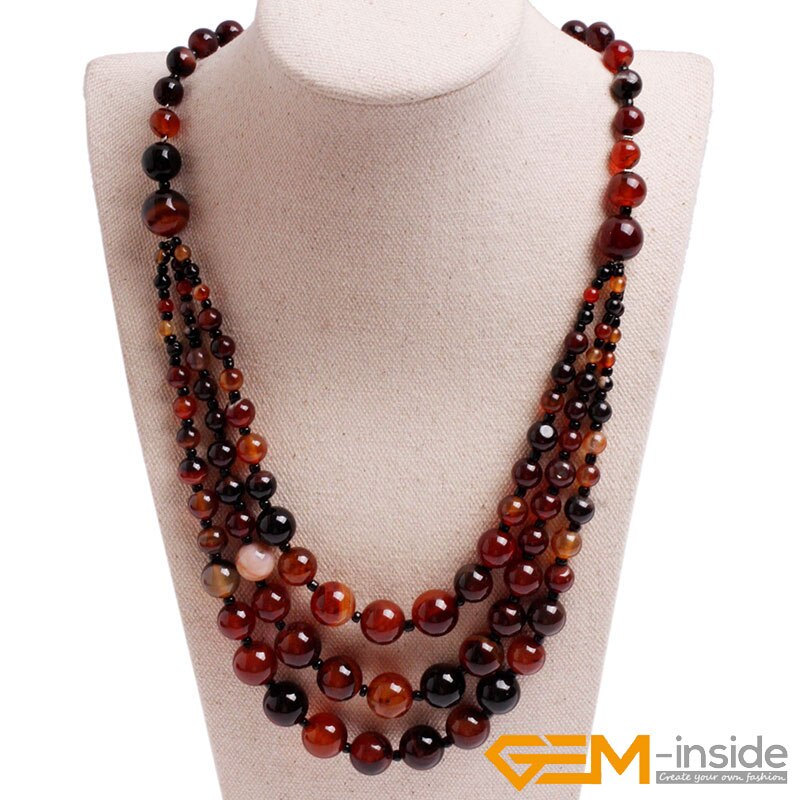 Handmade 8-12mm Beaded Stone Necklace Jewelry 19 inch DIY Long Necklace Jewelry For Women: dream lace agate