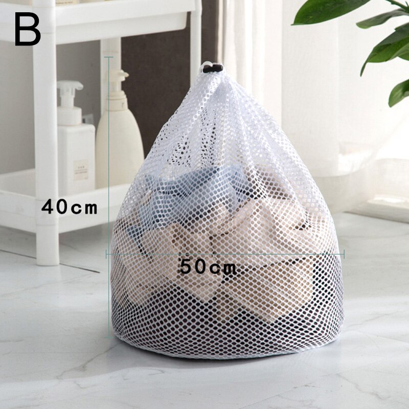 Drawstring laundry bag fine mesh machine washable bag thickened mesh bag large laundry mesh bag: 02