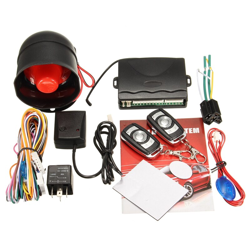 Car Vehicle Alarm Protection Burglar System Keyless Entry Siren 2 Remote Control