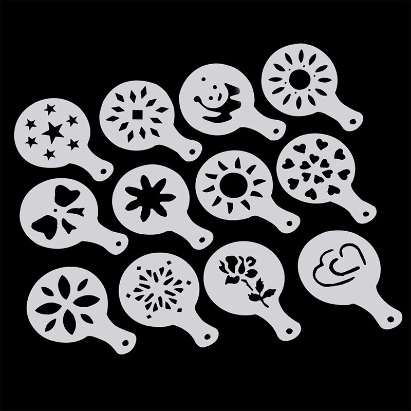 12 stuks cappuccino koffie witte sjablonen sjabloon strooi bloemen kussen stoffer spray
