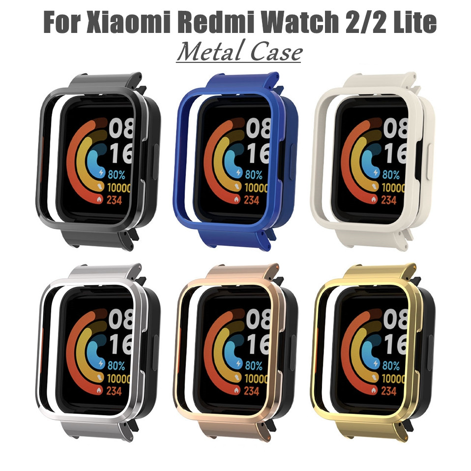 Coque de protection antichoc en acier inoxydable, pour Xiaomi Redmi Watch 2 Lite, cadre métallique