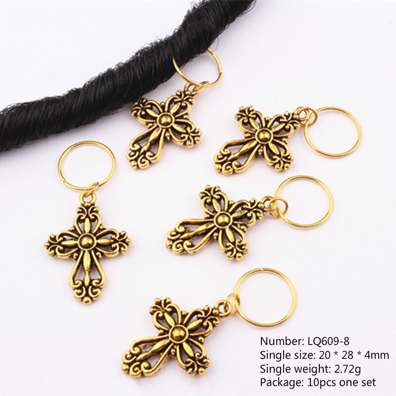 10 stk/pakke golden life tree sommerfugl charms manchetter ringe smykker dreadlock tilbehør hår fletning dread dreadlock perler clips: Nr. .8