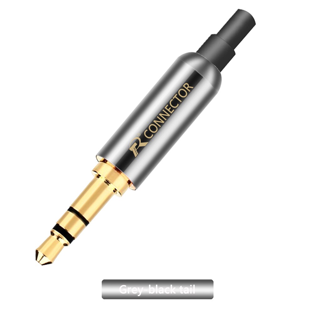 20 pièces 3.5mm Plug Audio Jack 3 pôles plaqué or écouteurs adaptateur pour bricolage casque stéréo écouteur ou utilisé pour réparation écouteur: Grey-Black Tail