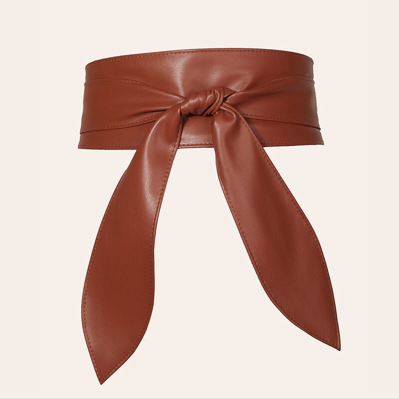 Ceinture à nœud de tempérament, en simili cuir, à la , large, délicat, doux, accessoires pour vêtements,: Café