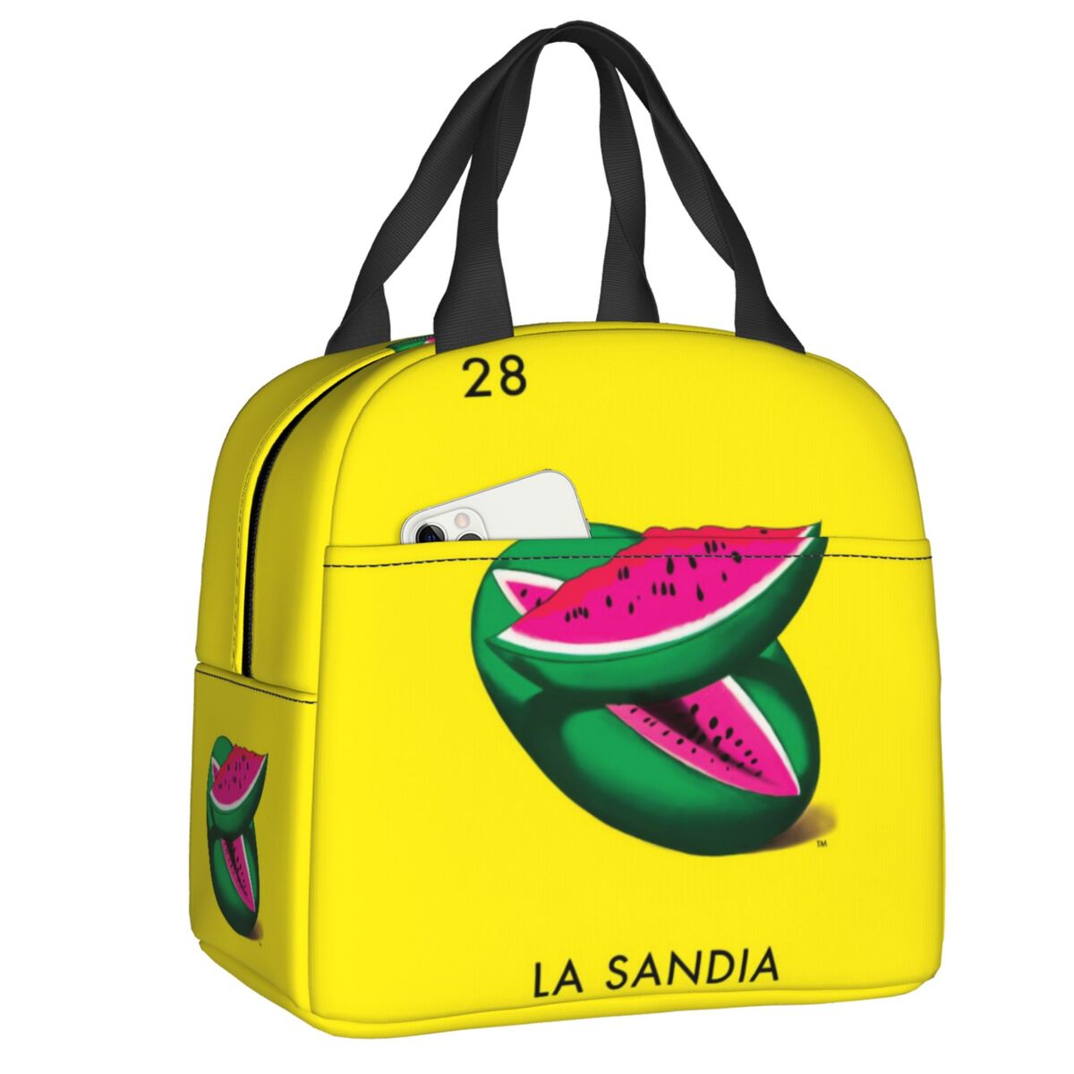 Custom La Maceta Flower Pot Loteria Card Mexican Bingo Lottery Insulated Lunch Bag for Women Leakproof Thermal Cooler Bento Box: PURPLE
