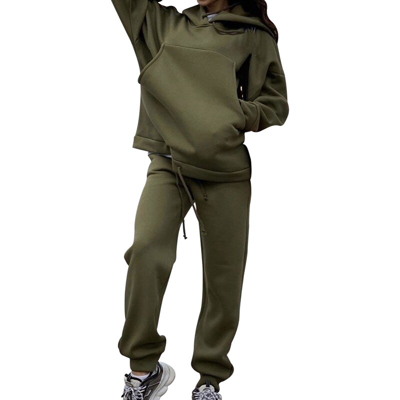 LOOZYKIT survêtements à capuche 2 pièces ensemble sweat + pantalon femmes Sport costume printemps et automne ample solide Cocor vêtements de Sport: 3 / S