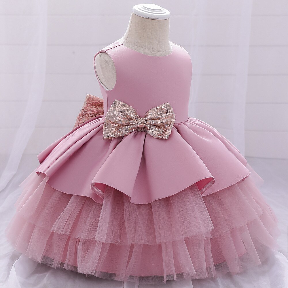 Abito Sera Principessa Bambina Agoky - Tulle Con Perle E Fiocco - Vita Alta