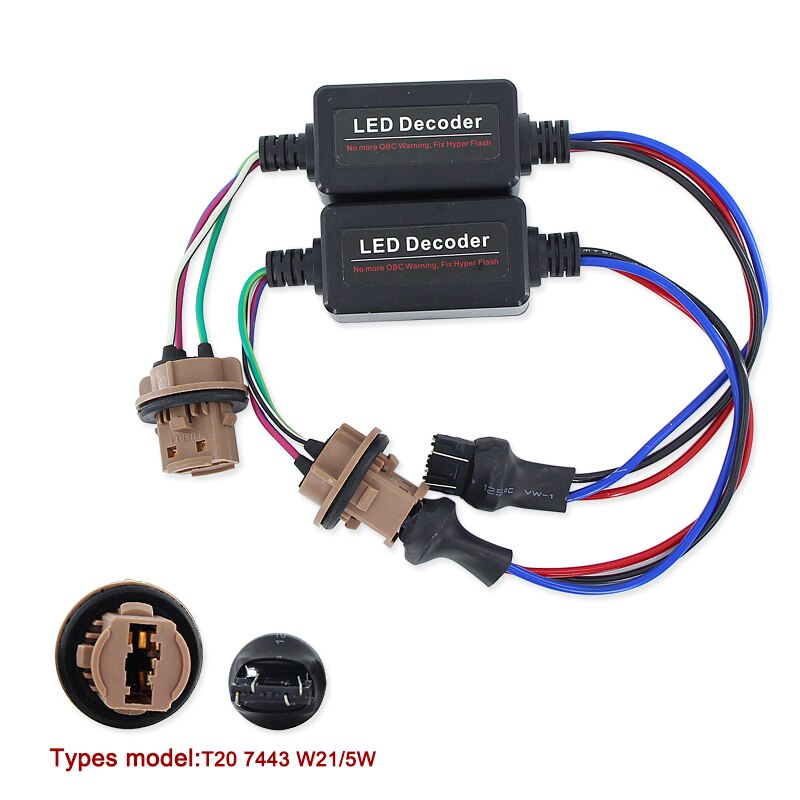 Caubus modstand 1156 p21w py21w t20 7440 7443 led blinklys dag bakgear bremse tågelygter belastning fejlfri ingen flimrende dekoder