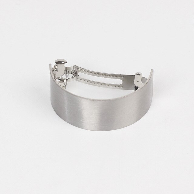 Ladies Solid Metal Hair Pins Girls Spring Clip Hair Stick Curved Hair Jewelry Hair Accessories Headwear Women Headdress: Silver-M