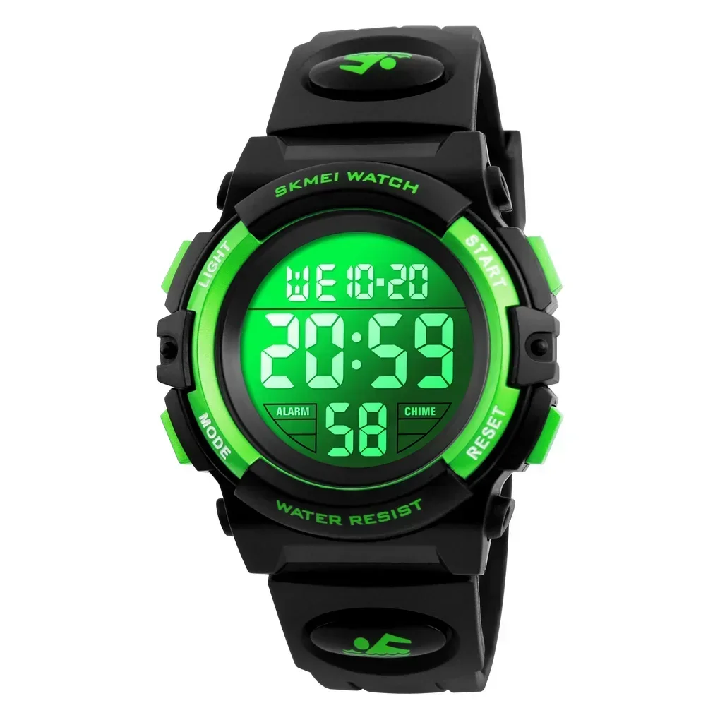 Skmei 1266 Kinderuhr Jungen und Mädchen Wecker Timing Digital 5Bar Wasserdicht Kinder LED-Uhren 1258 1689 1999: Rose