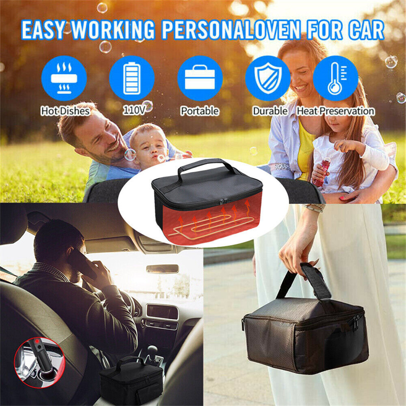 Portable Mini Car Microwave 12V Electric Oven Fast Heating Picnic Box for Travel Camping Food Cooking Travel Accessory
