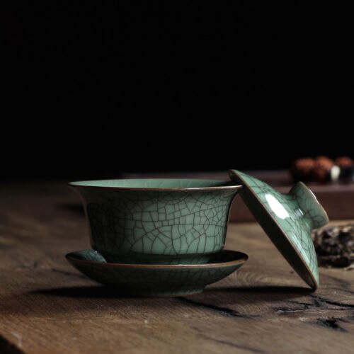 [storhet] longquan celadon porslin gaiwan kina tekoppar knastrig glasyr tekanna drinkware 150ml