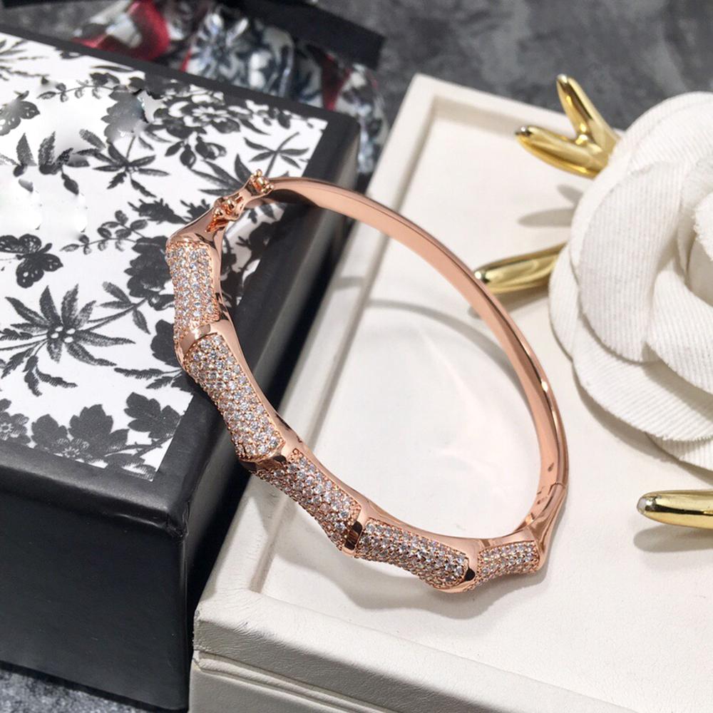 Geometric Crystal Cuff Bracelet - Platinum Plated Copper - Luxury Women's Fashion Jewelry: Rose Gold Color