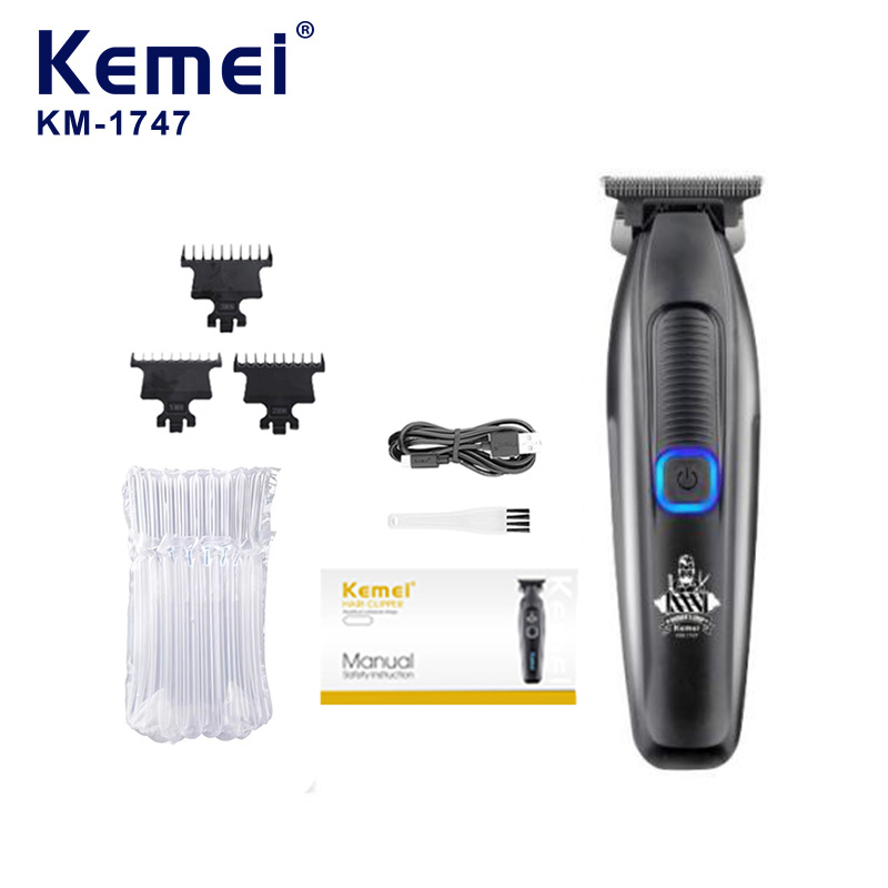Kemei1747 Electric Hair Cutting Machine Cordless Hair Clipper Rechargeable Beard Trimmer Man Carving Clipper Barber: Silver