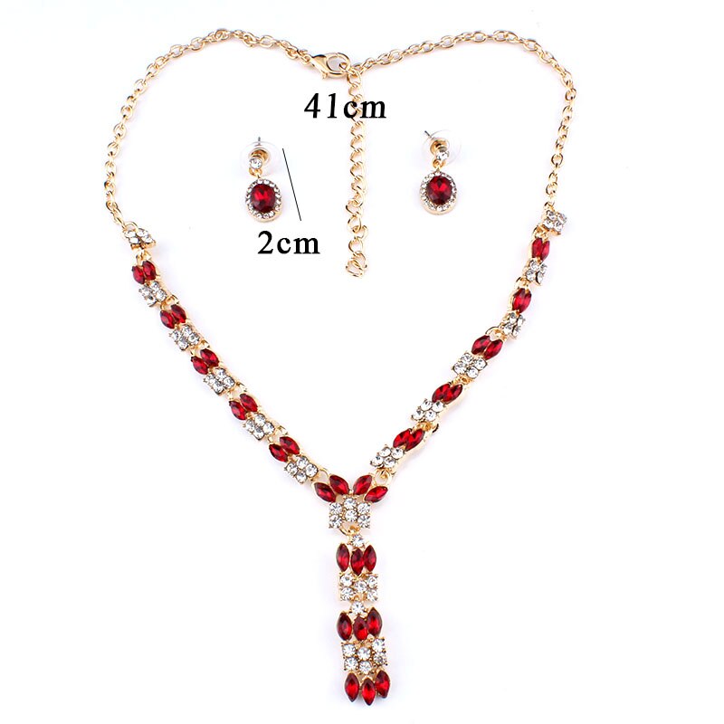 Jiayijiaduo Exquisite Hochzeit Schmuck Sets Für Frauen Charme Halskette Ohrringe Set Kleid Rot Kristall Gold Farbe Weihnachten Präsentieren