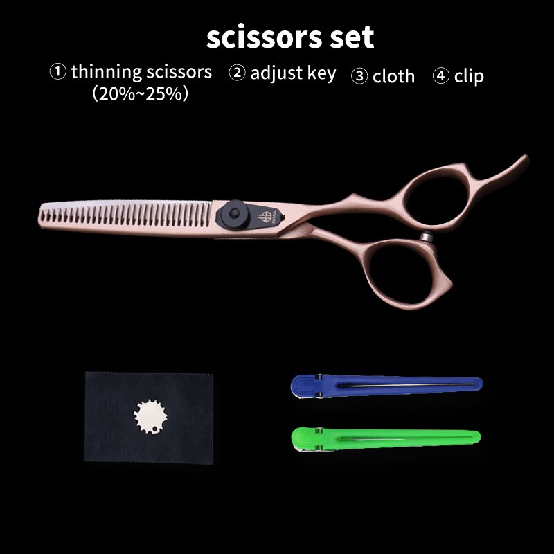 3 Kleuren Japan 440C 6 Inch Snijden Dunner Styling Tools Set Haar Schaar Professionele Kapper Schaar: GOLD THINNING