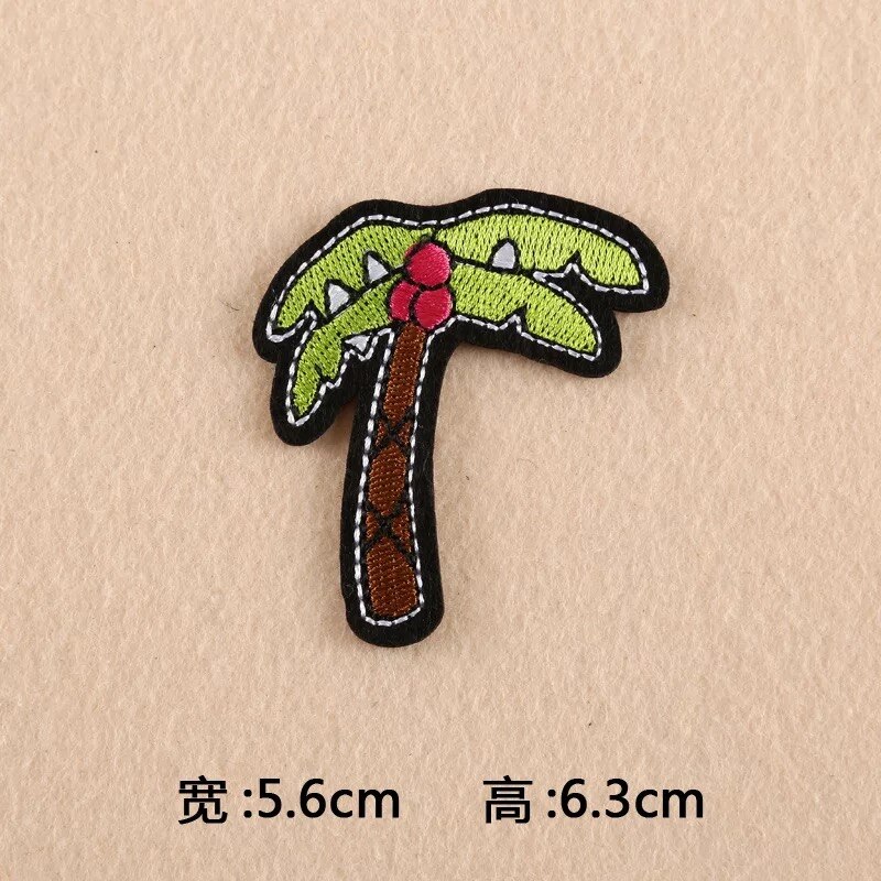Cartoon kokospalmen en cactussen ron-on patches voor kinderkleding borduurwerk donsjack schattige doe-het-zelf pailletten applicatie badge: 07