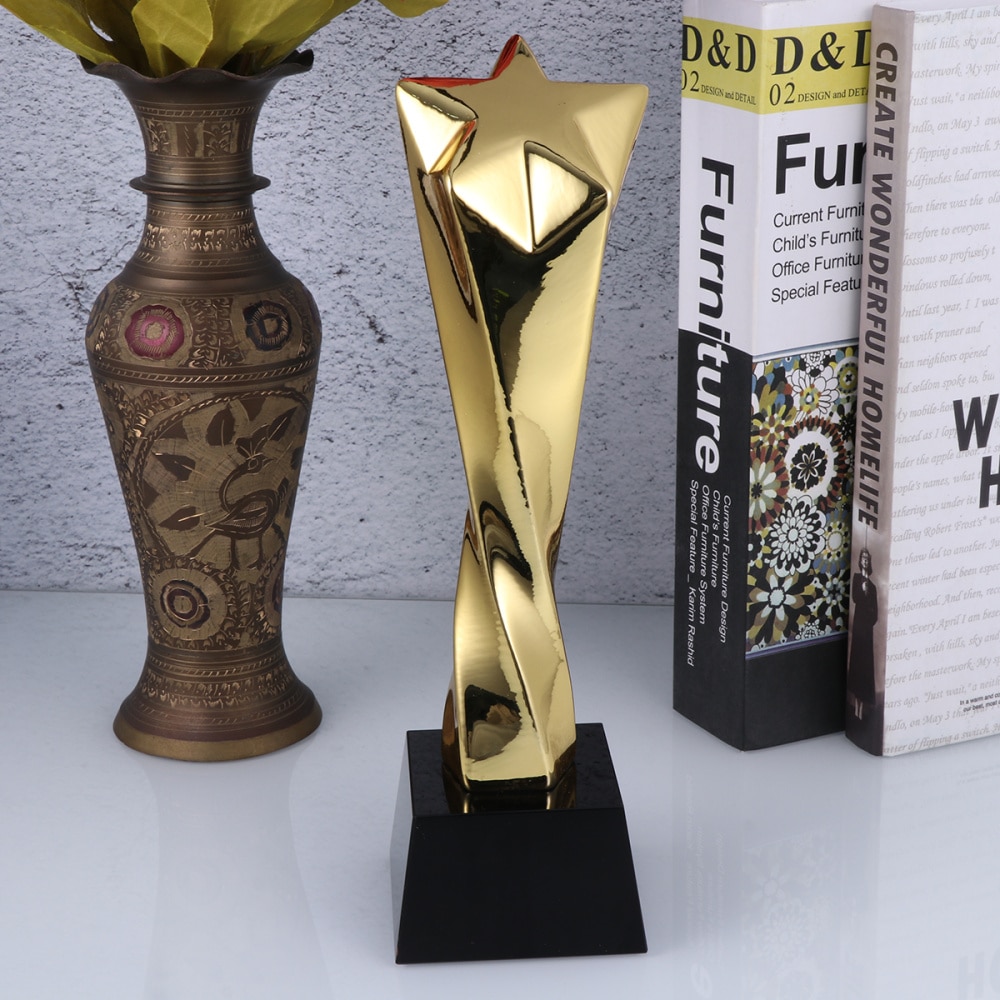 1PC Golden Award Trophy Resin Reward Prize Competition Award Trophy for Ceremony Game Sport Appreciation