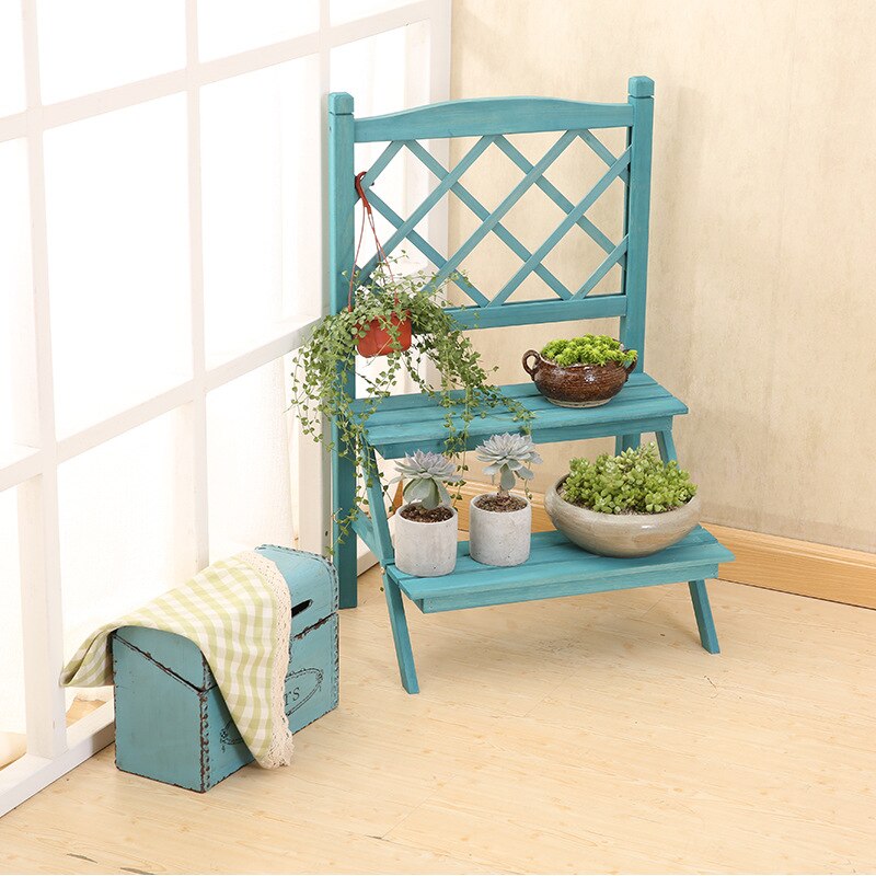 Multi Schichten fest Holz Pflanze Stand Mediterranean Jahrgang Pflanze Regal Pult Blume Gestell Blume Stand Garten Stand Lager Gestell