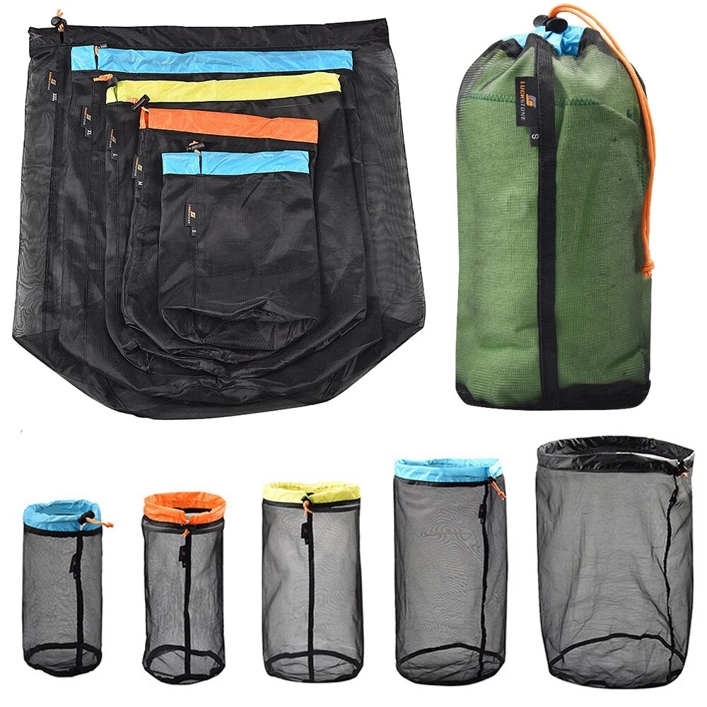 S xxl xxl ultraleve malha saco de armazenamento sacos cordão alta qualidade ao ar livre saco de coisas viagem organizador caminhadas ferramenta