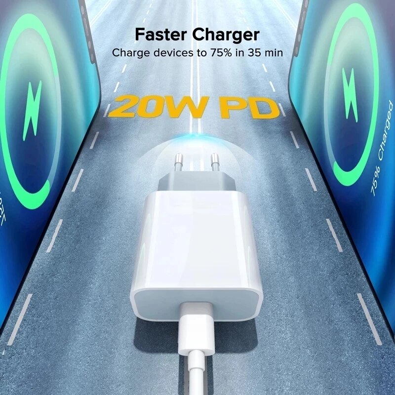 For Apple Original 20W Fast Charger For iPhone 13 12 11 XS XR SE Pro Max Mini PD Quick Charger USB C To Type C Fast Charge Cable