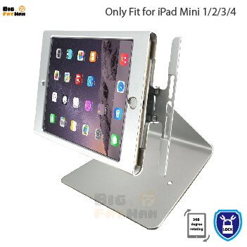 Tablet Stand for iPad mini 1-4 - Security Lock Kiosk POS Holder - Metal Desktop Display Mount