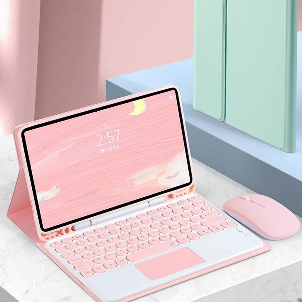 With Keyboard PU Tablet Case for IPad 11th Generation 11 Inch A16 Bluetooth Mouse Covers for Apple IPad 10th Funda: eleven / Red