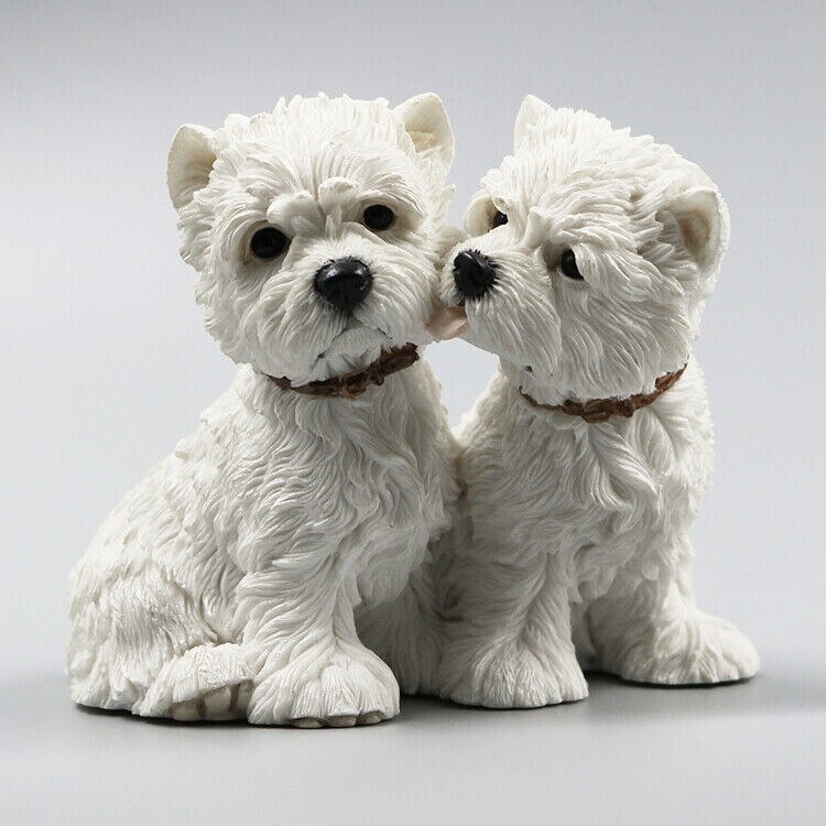 Jjm 2 stk west highland white terrier par hund kjæledyr figur dyr samler leketøy pvc modell dukke pedagogisk leke for barn