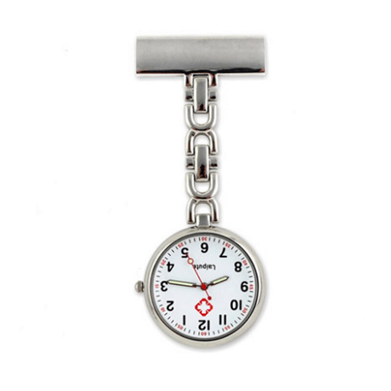 Luminous Pocket Watch Pin Retro Cross Clock Stainless Steel Bracelet Nurse Pocket Watch Quartz Pocket Watch