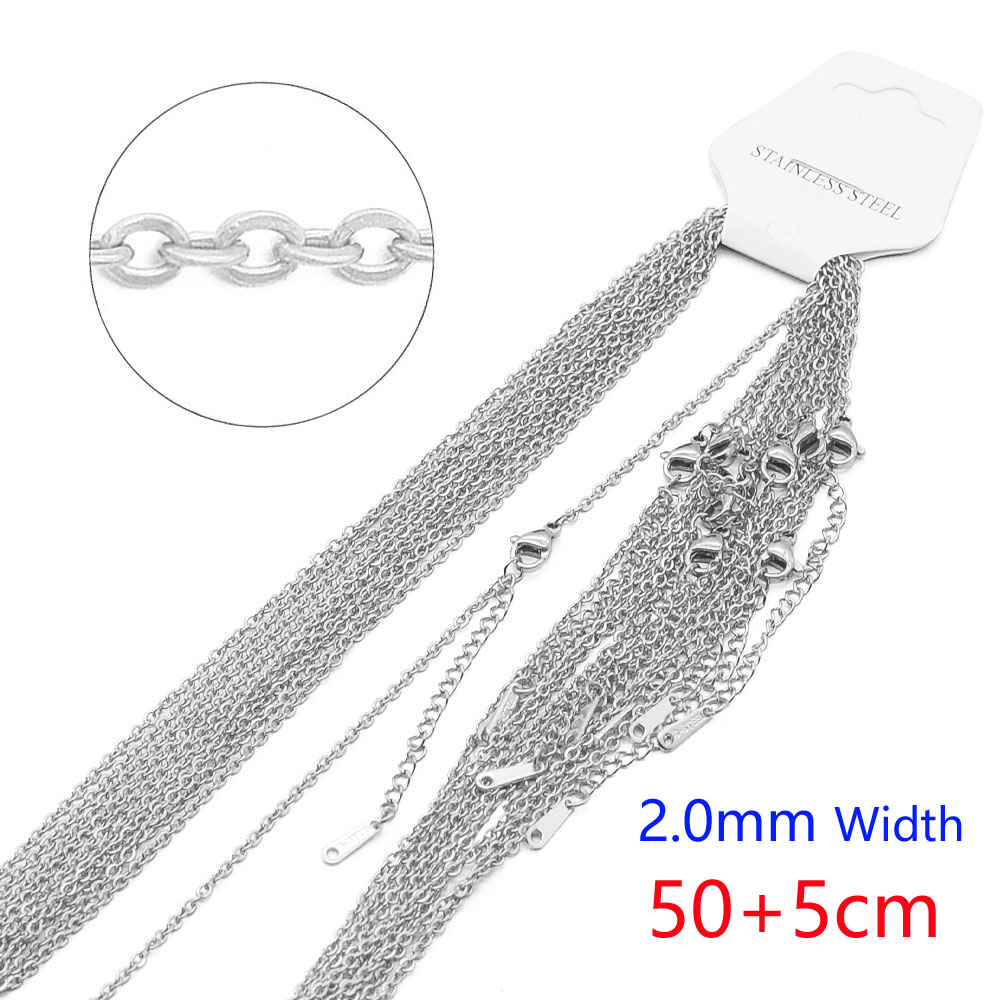 10pcs/Lot 304 Stainless Steel Cable Link Rope Chain Necklace for DIY Jewelry Making Silver Gold Color O Chains Choker Necklaces: Pure Gold Color