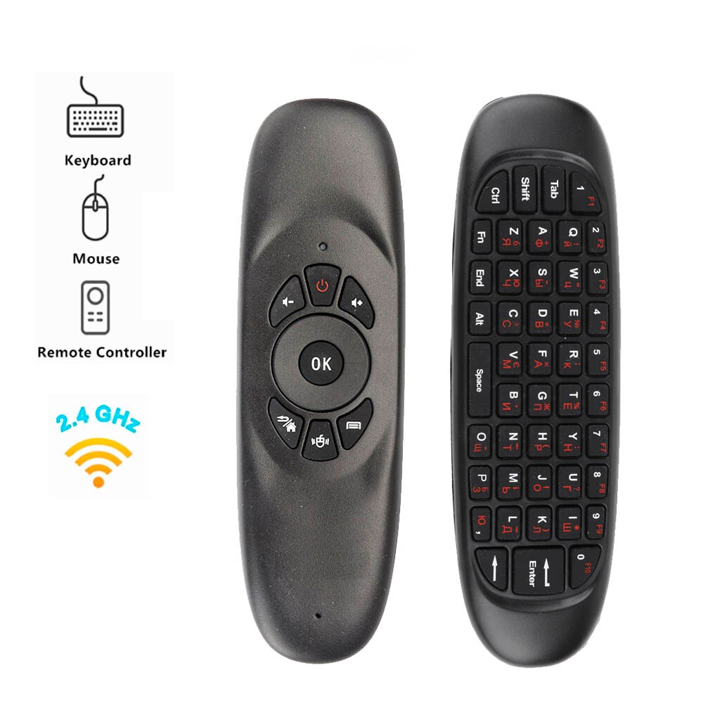 C120 2.4 Ghz Draadloze Fly Air Mouse Russische Engels C120 Oplaadbare Toetsenbord Gyroscoop Afstandsbediening Voor Android Tv Box