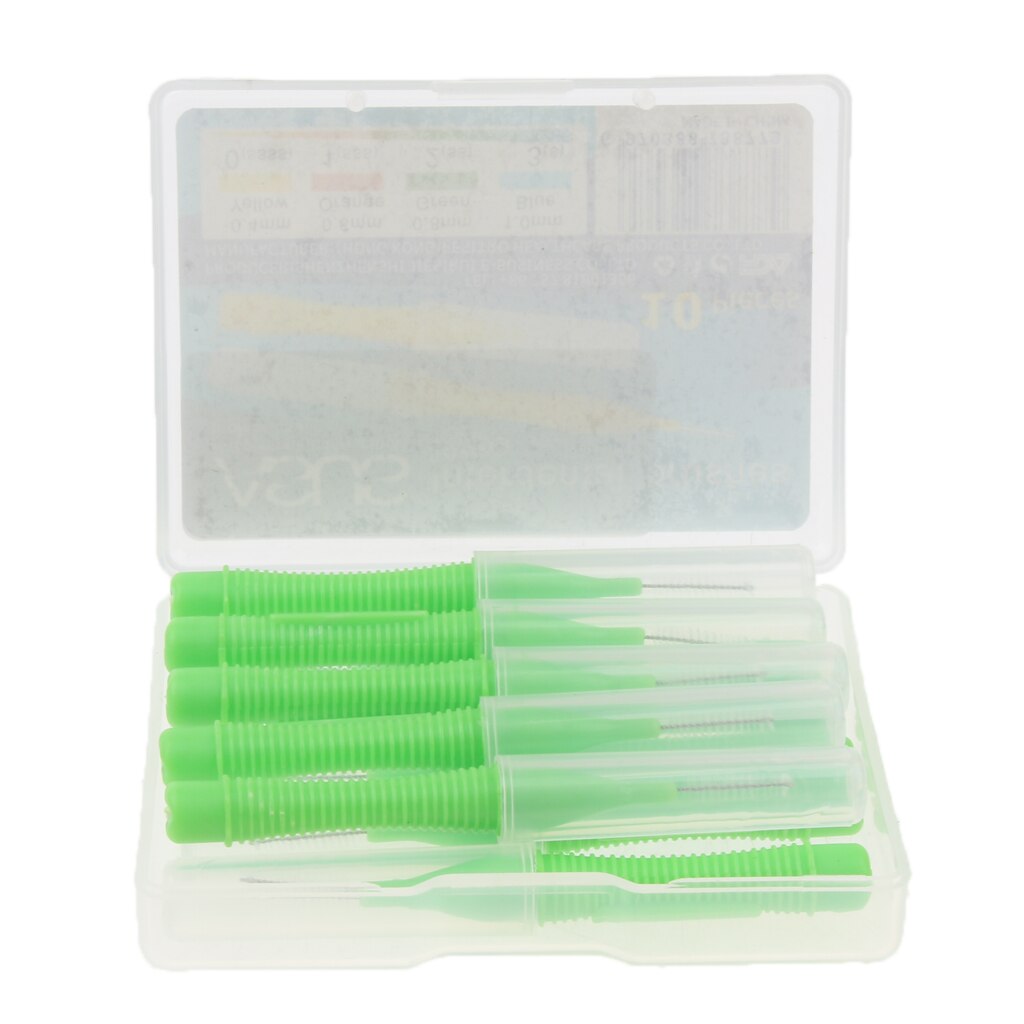 10 styks mellemrumsbørste tandstikker tandtråd tandtråd tænder ren mundpleje sæt: Grøn