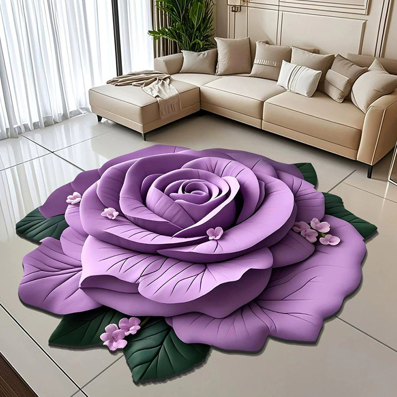 3D Fresh Flower Pattern Door Mats Alien Dirt-resistant Floral Plush & Diatomaceous Earth Floor Mat Bathroom Absorbent Anti-slip: 50x80+50x160cm / light green