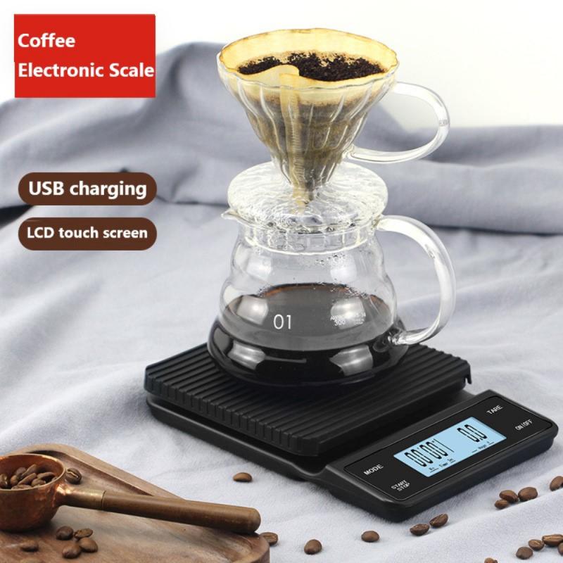 Kitchen Electronic Scale LCD Touch Screen USB Charging Version Bar Scale Chronograph Gram Scale Hand-made Coffee Meter