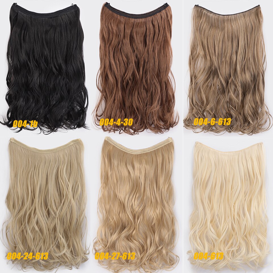 Synthetic Hair Extensions Long Straight Fish Line Hairpieces No Clips in One Piece Hair Extensions Heat Resistant Hair for Women