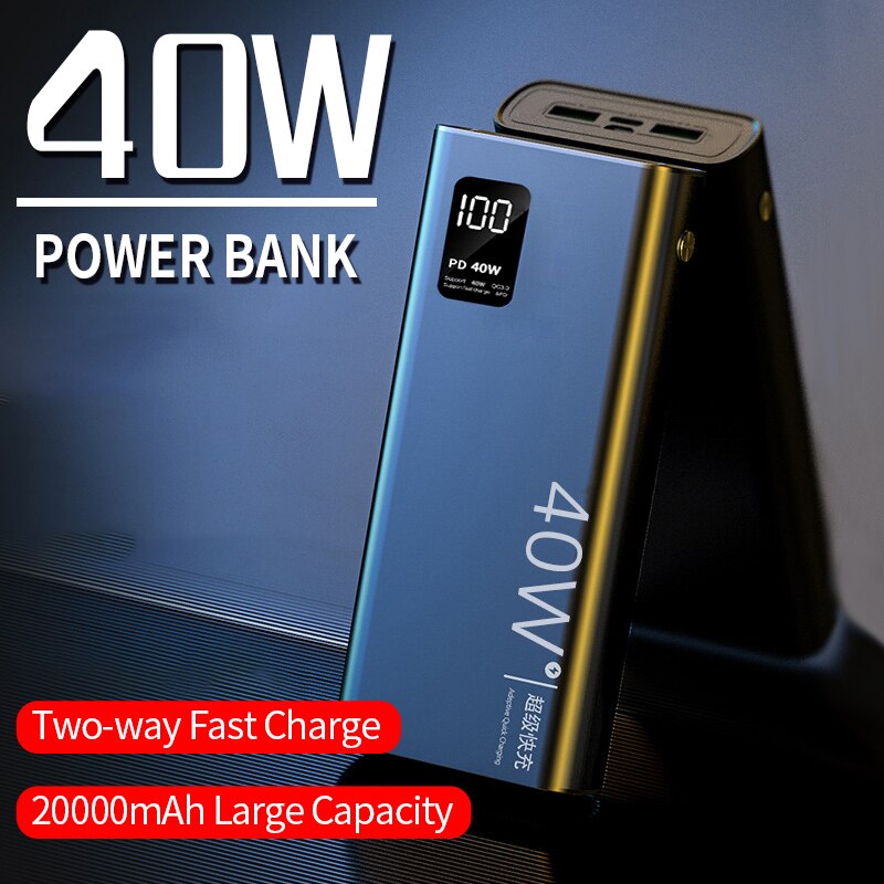 Powerbank 20000 mah bærbar superhurtig opladning powerbank digital skærm eksternt batteri til iphone xiaomi