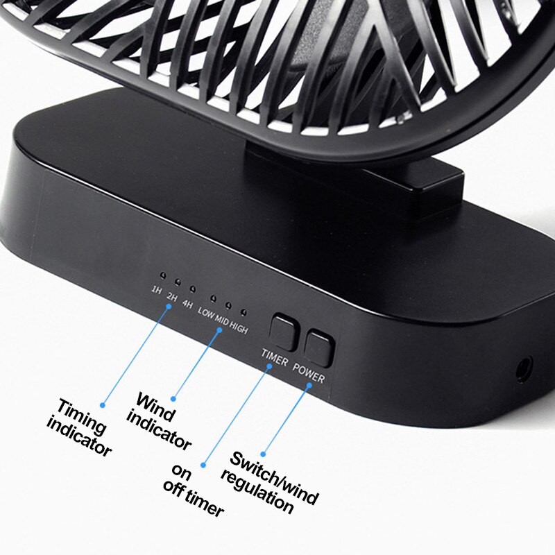 Magnetic USB Fan USB or AA Battery Powered Desk Fan with 3 Speed Timing Function