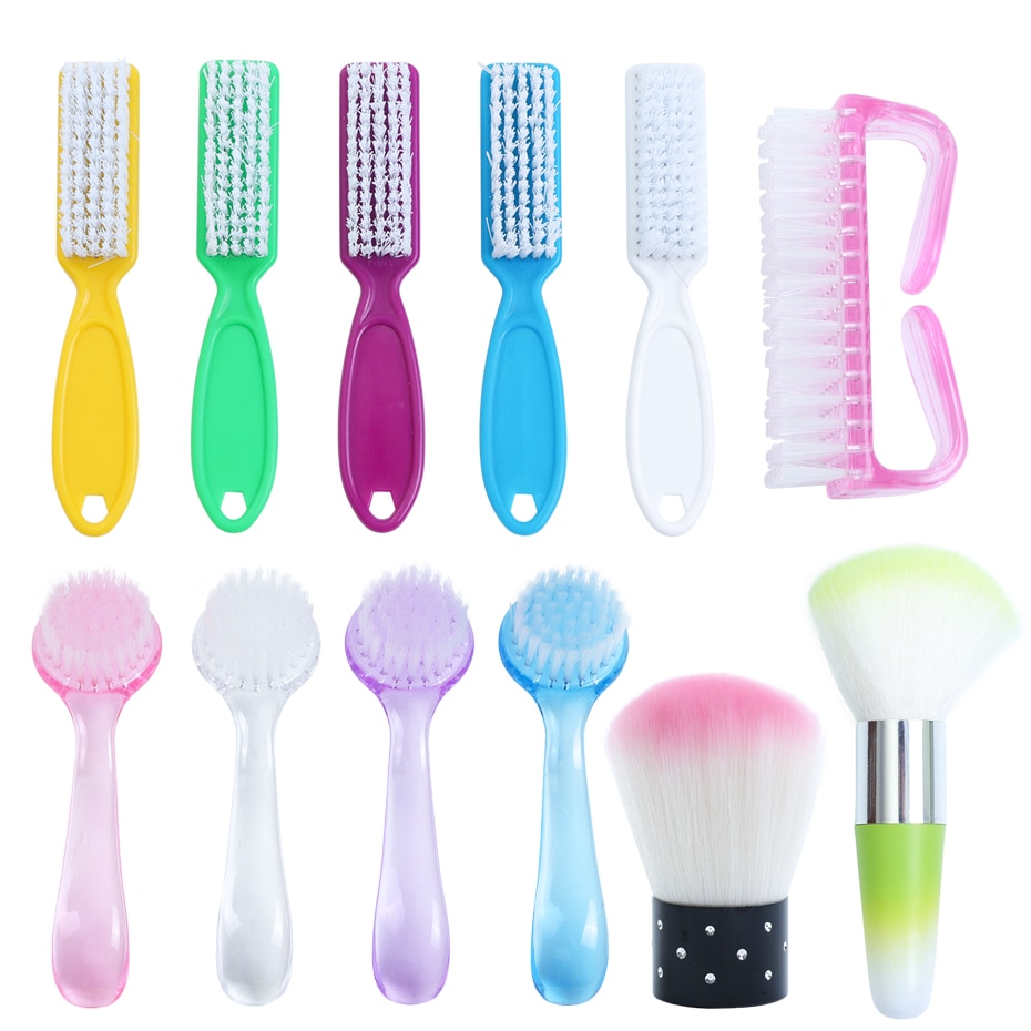 6 tipos de cepillos de limpieza de uñas, lima suave para quitar el polvo, limpiador de manicura y pedicura para Gel acrílico UV, accesorios para el cuidado de las uñas, BE095-1