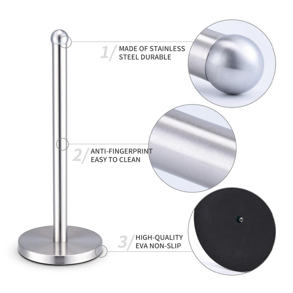 ANHO Stainless Steel Kitchen Roll Paper Towel Holder Bathroom Tissue