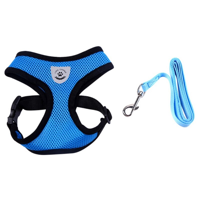 Leuke Kleine Nylon Harnas Hond Kat Pet Harness Set Chihuahua hond Accessoires Hond Lood Pet Shop Supplies Hond kragen: Blauw / M