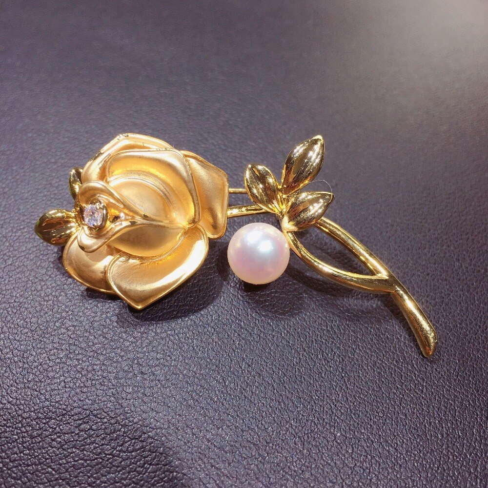 SHDIYAYUN Pearl Brooch For Women Classic Gold Rose Flower Brooches Pins Natural Freshwater Pearl Fine Jewelry Accessories