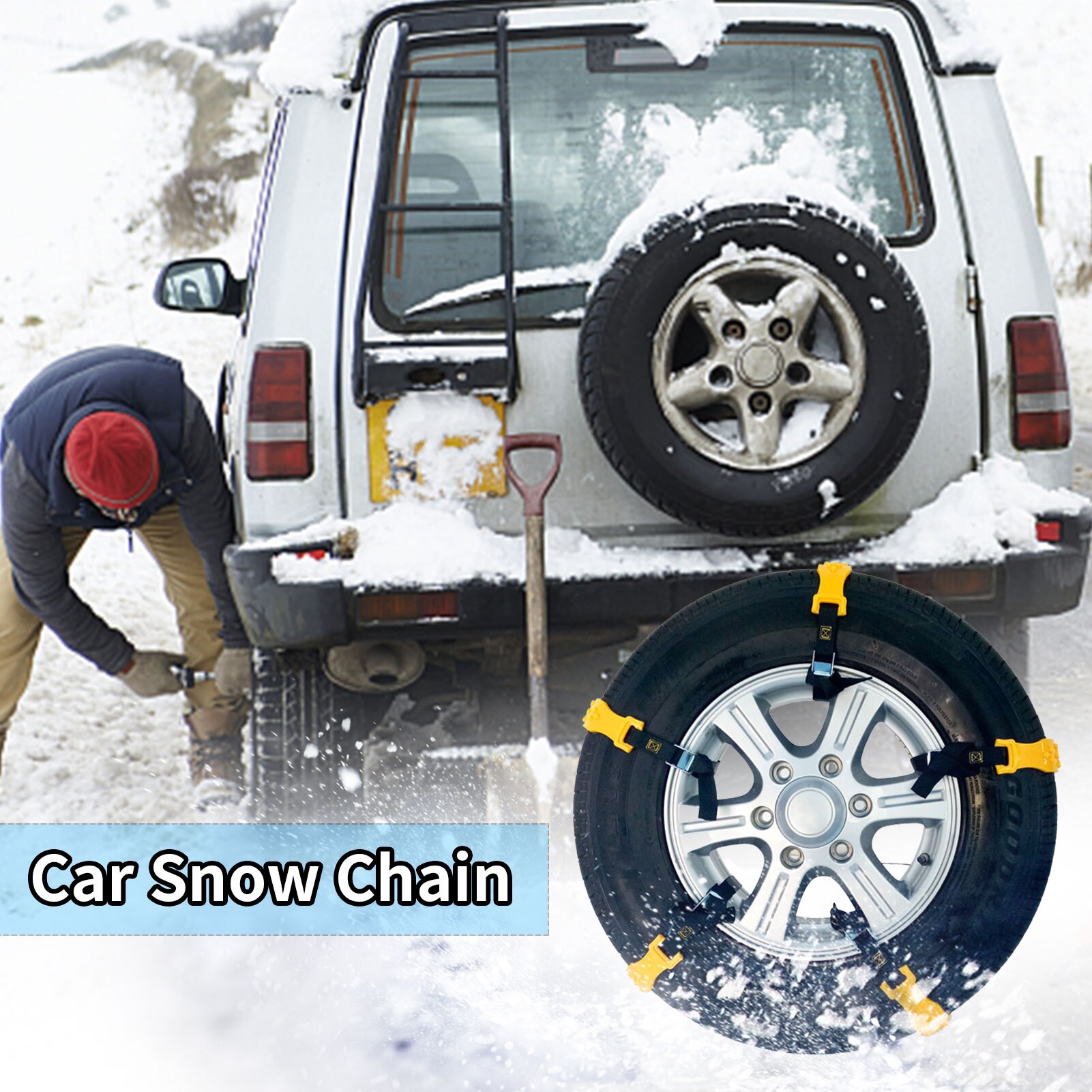 Tire Snow Chains - Universal Heavy Duty Thickened Tire Chains For Winter - Durable Anti-Slipping Adjustable Beef Tendon Chains F