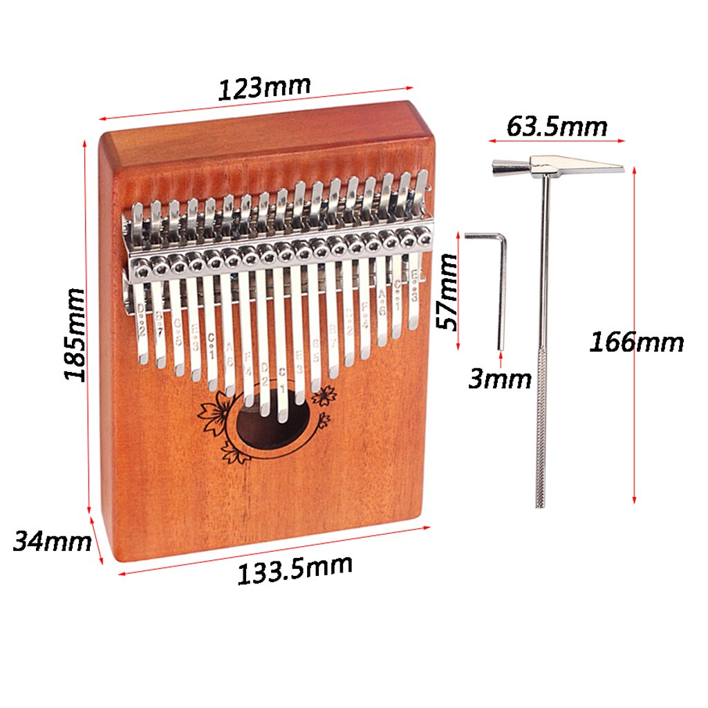 Kalimba Vinger Duim Piano Mbira 17 Toetsen, Afrika... – Grandado