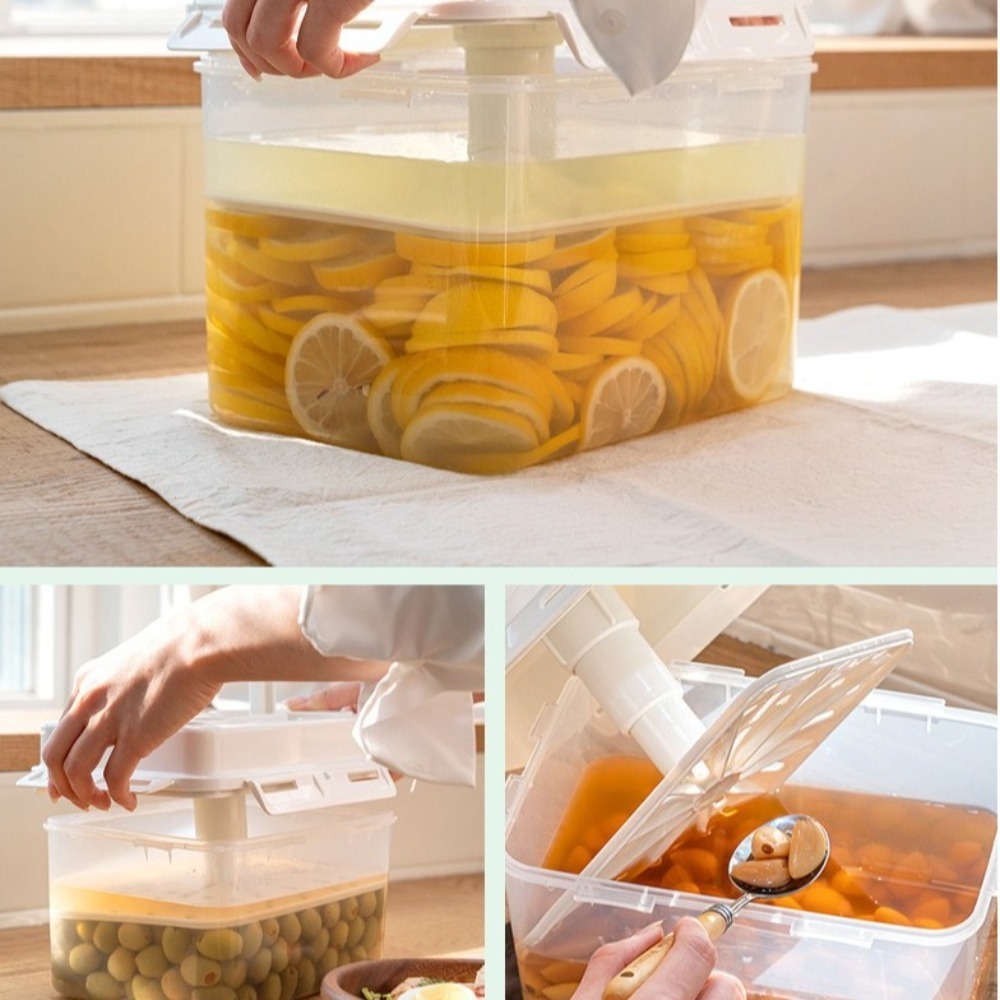 Tarro de pepinillos con plato de prensa, contenedor de Kimchi a prueba de fugas para pepinillo, chucrut, Oliva, contenedor de fermentación, 4/5L