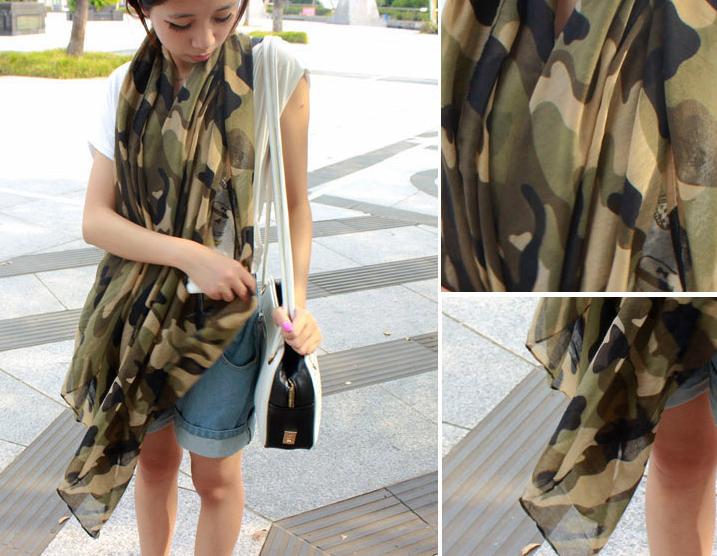 Camouflage Kleur Print Sjaals En Sjaals Vrouwen Mode Camo Neon Kleur Wrap Hijab Foulard 9 Kleur