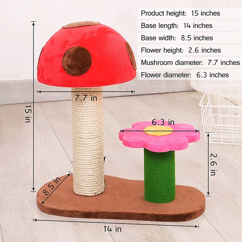 Cat Scratching Post, Mushroom Claw Scratcher Small Cat Tree House Training Interactive Toys For Indoor Kittens, Cats