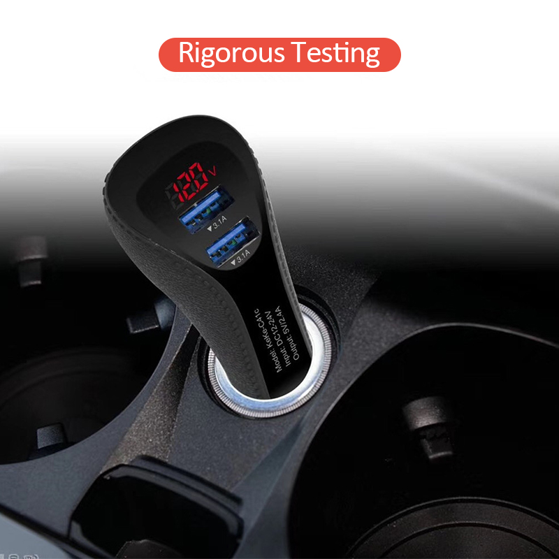 Multifunctionele Digitale Autolader Dual Usb Interface Mini Charger Adapter Voor Iphone Huawei Samsung Galaxy