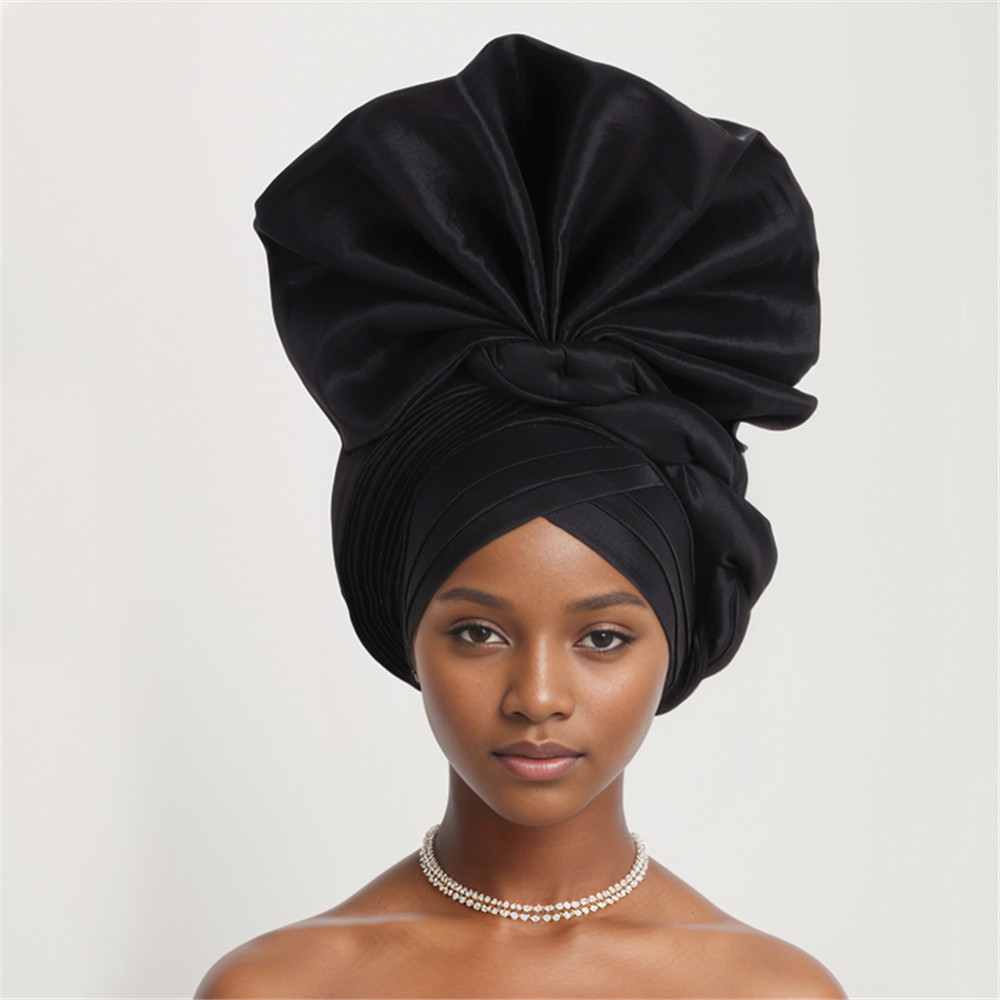 Afrikanische Auto Gele Headtie Nigeria Frauen Kopf wickelt Hochzeit Party Kopfschmuck Frauen Turban Kappe: Sahne