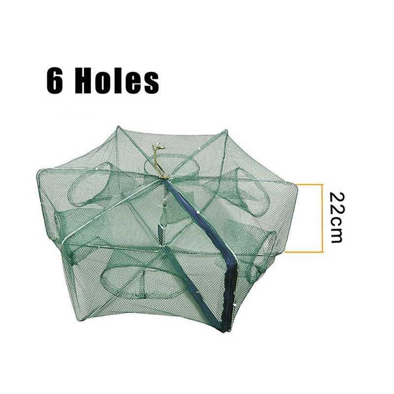 Automatic Fishing Net Trap Folded Hexagon 6 8 12 16 Holes Automatic Fishing Shrimp Trap Fish Shrimp Minnow Crab Fishing Net: 8 holes
