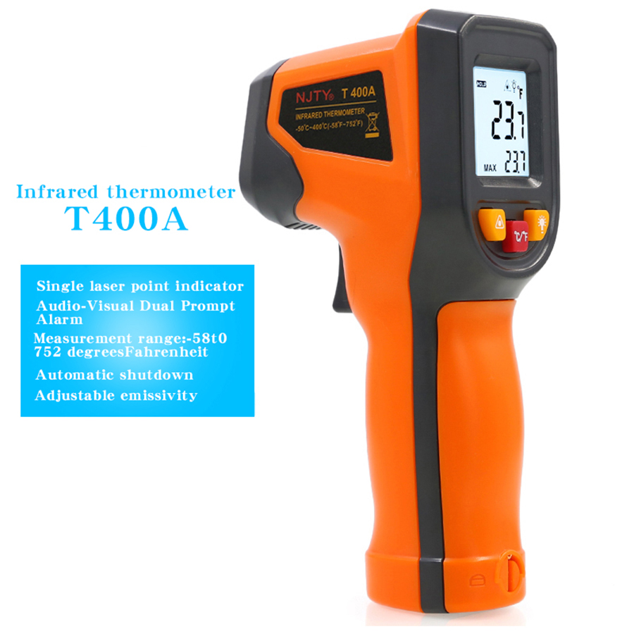 NJTY T400A T600A High Precision Infrared Thermometer, Water Thermometer, Baking and Kitchen Industrial Thermometer: Orange